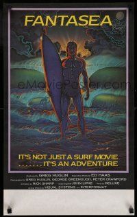 8d343 FANTASEA Aust special poster '79 cool Sharp artwork of surfer & ocean!