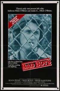 8d728 BAD BOYS 27x41 video poster '83 life has pushed Sean Penn into a corner, Reni Santoni!