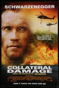 8d740 COLLATERAL DAMAGE 27x40 video poster '02 angry looking Arnold Schwarzenegger out for revenge!