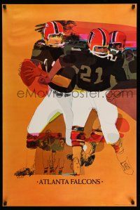 8d519 ATLANTA FALCONS 24x36 commercial poster '68 cool art of football players and bird!