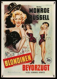 8d686 GENTLEMEN PREFER BLONDES 20x28 German commercial poster '53 Marilyn Monroe & Jane Russell!