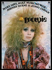 8d672 GROUPIE 22x29 Dutch commercial poster '69 Jenny Fabian's book, image of girl in wild make-up!