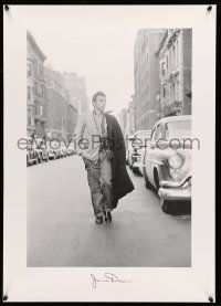 8d571 JAMES DEAN 20x28 commercial poster '80s walking down the street w/ camera!