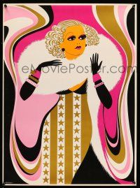 8d572 JEAN HARLOW 21x28 commercial poster '68 cool artwork of glamorous actress by Elaine Hanelock