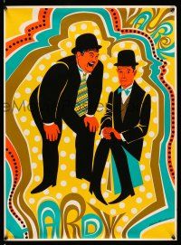 8d582 LAUREL & HARDY 21x28 commercial poster '68 great colorful artwork by Elaine Hanelock!