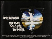 8d683 MAN WHO FELL TO EARTH 27x36 English commercial poster '70s David Bowie by Vic Fair!