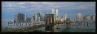 8d590 MANHATTAN IN THE MIST 12x36 commercial poster '90s Brooklyn Bridge, New York skyline!