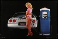 8d621 QUICKIE 24x36 commercial poster '80s sexy woman putting gas in Chevy Corvette!