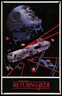 8d626 RETURN OF THE JEDI 22x34 commercial poster '83 cool image of the Death Star, space battle!