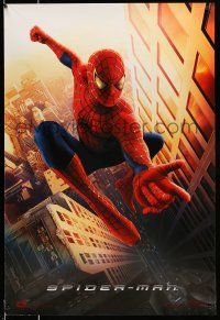8d689 SPIDER-MAN DS 27x40 German commercial poster '02 web-slinger Tobey Maguire, Marvel!