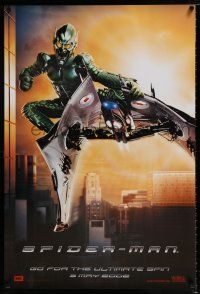 8d688 SPIDER-MAN DS 27x40 German commercial poster '02 the Green Goblin on his jet glider, Marvel!