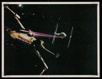 8d635 STAR WARS 18x23 commercial poster '77 X-wing fighter fired at by TIE fighter!
