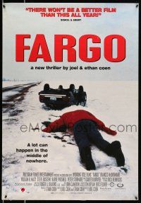 8d751 FARGO 27x39 Canadian video poster '96 a homespun murder story from the Coen Brothers!