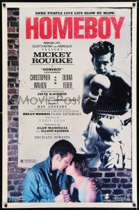 8d763 HOMEBOY 27x41 video poster '88 cool Casaro art of tough Mickey Rourke, Debra Feuer!