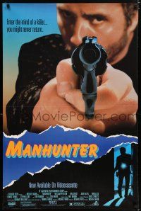 8d776 MANHUNTER 27x41 video poster '86 Hannibal Lector, Red Dragon, William Petersen w/gun!