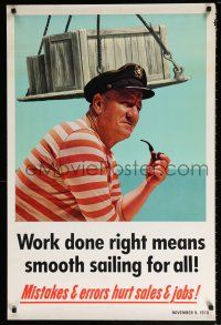 8d112 MISTAKES & ERRORS HURT SALES & JOBS 24x37 motivational poster '70 sailor w/pipe!