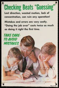 8d115 TAKE CARE TO AVOID MISTAKES 24x36 motivational poster '69 checking beats guessing!