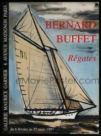 8d193 REGATES 23x31 French art exhibition '97 cool Bernard Buffet art of sailing ship!