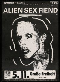 8d222 ALIEN SEX FIEND 24x33 German music poster '87 Here Cum Germs, creepy image!