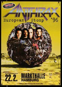 8d223 ANTHRAX 24x33 German music poster '96 European Stomp, giant trash ball and naked guy!