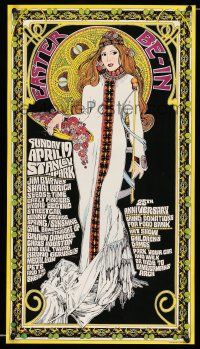 8d216 EASTER BE-IN 13x23 Canadian music poster '72 1st printing, Bob Masse art of woman!
