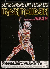 8d227 IRON MAIDEN 24x33 German music poster '86 Somewhere On Tour, Somewhere in Time!