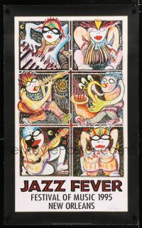 8d291 JAZZ FEVER signed 22x37 music poster '95 by artist Amzie Adams, cool abstract artwork!