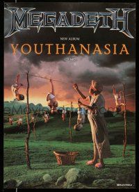 8d311 MEGADETH 24x33 music poster '94 Youthanasia, wacky image of babies on clotheslines!