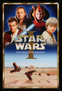 8d788 PHANTOM MENACE undated 27x40 video poster '99 George Lucas, Star Wars Episode I, cast image!