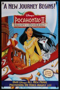 8d790 POCAHONTAS II: JOURNEY TO A NEW WORLD 26x40 video poster '98 great image on ship w/ cast!