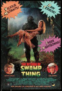 8d792 RETURN OF SWAMP THING 27x40 video poster '89 DC Comics, great wacky image, Heather Locklear!