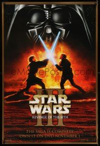 8d793 REVENGE OF THE SITH 27x40 video poster '05 Star Wars Episode III, Obi Wan versus Skywalker!