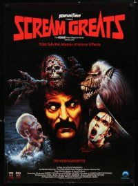 8d797 SCREAM GREATS VOL 1 23x32 video poster '86 Kirk Reinert art of Tom Savini, Creepshow, Romero