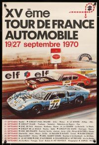 8d361 15TH TOUR DE FRANCE AUTOMOBILE 16x23 French special '70 great art of race cars on the track!