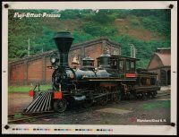 8d370 FUJI-OFFSET-PRESSES printer's test Japanese special 19x25 '80s image of vintage locomotive!
