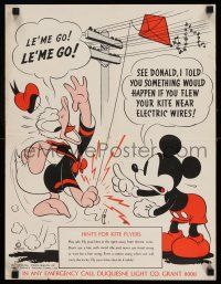 8d426 HINTS FOR KITE FLYERS 16x21 special '40s Mickey Mouse cautioning shocked Donald Duck!