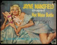 8d163 JAYNE MANSFIELD 17x22 advertising poster '57 in sexy lingerie holding wacky water bottle!