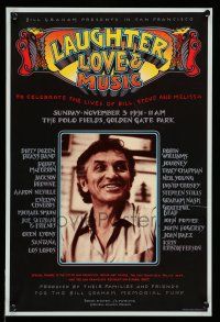 8d304 LAUGHTER LOVE & MUSIC 13x20 music poster '91 Robin Williams, Journey, Neil Young, more!