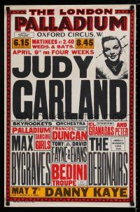 8d844 LONDON PALLADIUM 20x30 REPRO poster '70s advertising Judy Garland's debut, Danny Kaye!