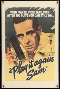 8d172 MAXELL: PLAY IT AGAIN SAM 26x40 advertising poster '83 Humphrey Bogart w/VHS tape!