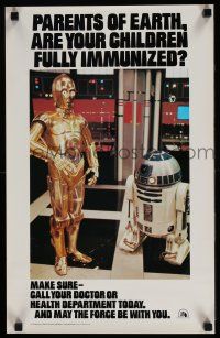 8d491 STAR WARS HEALTH DEPARTMENT POSTER 14x22 special '77 C3P0 & R2D2 check immunizations!