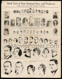 8d496 STOCK CUTS OF FIRST NATIONAL STARS & PRODUCERS 22x28 special '20s great photos and artwork!