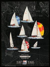 8d506 U.S. SAILING black style 18x24 special '87 cool art of many different sailboats!