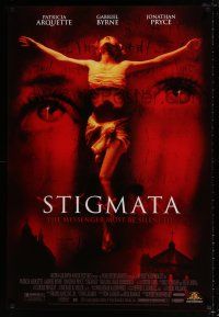 8d809 STIGMATA 27x40 video poster '99 close-up of Patricia Arquette's eyes, creepy horror image!