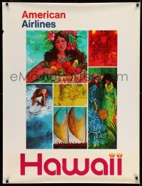 8d021 AMERICAN AIRLINES HAWAII 30x40 travel poster '80s great art of Hawaiian culture!