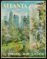 8d026 DELTA AIRLINES: ATLANTA 22x28 travel poster '70s wonderful colorful art by Jack Laycox!