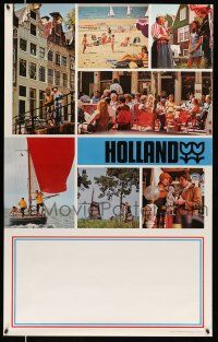 8d058 HOLLAND 25x40 Dutch travel poster '70s cool images of beaches, boats, windmill!