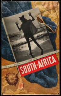 8d059 SOUTH AFRICA 25x40 Dutch travel poster '60s cool image of woman on beach!