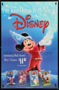 8d820 WALT DISNEY MINI-CLASSICS 26x40 video poster '88 great image of Mickey Mouse from Fantasia!