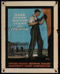 8d016 MAKE EVERY MINUTE COUNT FOR PERSHING 22x28 WWI war poster '17 great Treidler art of riveter!